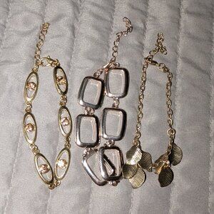 $3 with Bundle ~ Lot of 3 Gold & Rose Gold Tone Bracelets 5861